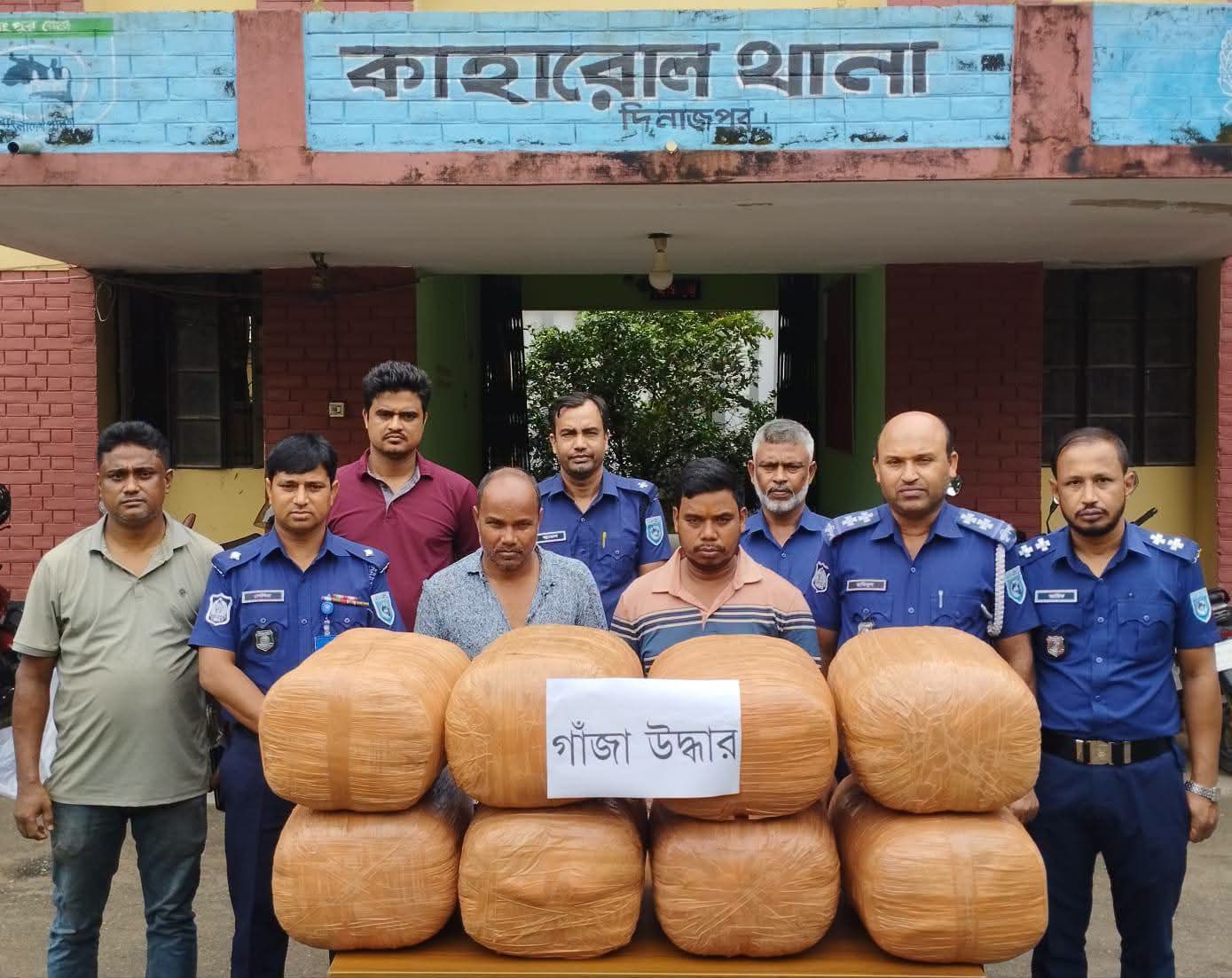 কাহারোলে ৮৮ কেজি গাঁজাসহ দুই কারবারি আটক