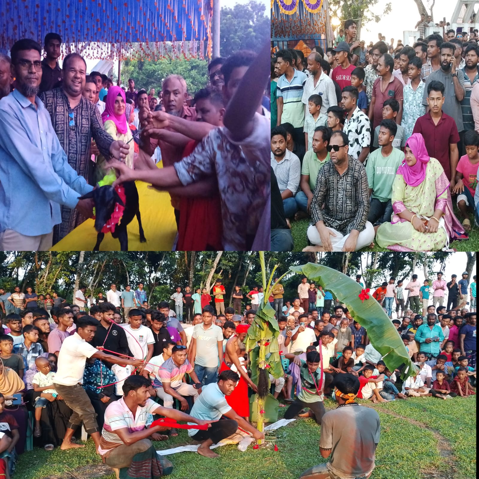 বীরগঞ্জে চোখ, হাত ও পা বেঁধে ঐতিহ্যবাহী পাতাখেলা